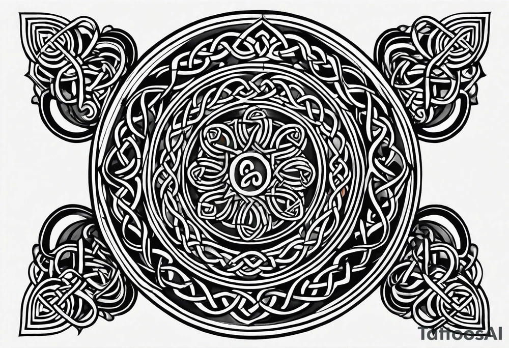 Small circular 3d colored shoulder Celtic tattoo tattoo idea