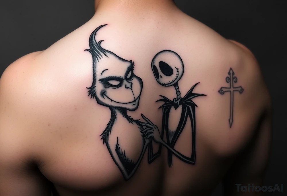 the grinch and jack skellington tattoo idea