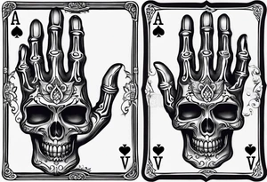 Skeleton hand holding 2 playing cards tattoo idea
