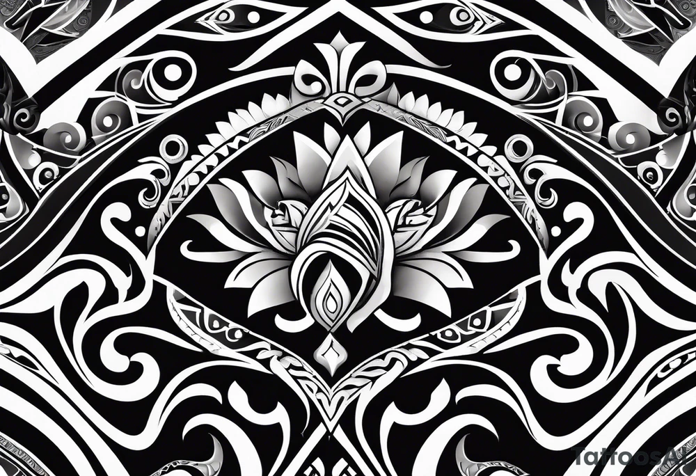 Māori design for white resilient male aged 55 who grew up in New Zealand tattoo idea