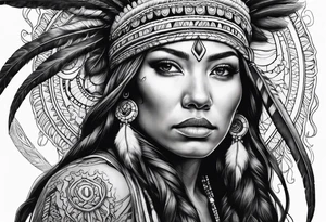 native American woman with octopus tentacles for hair tattoo idea