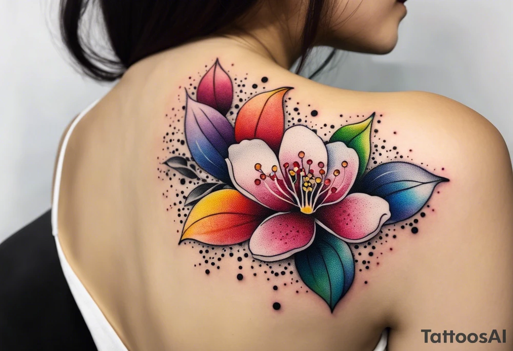 Cherry blossoms in a rainbow of colors tattoo idea