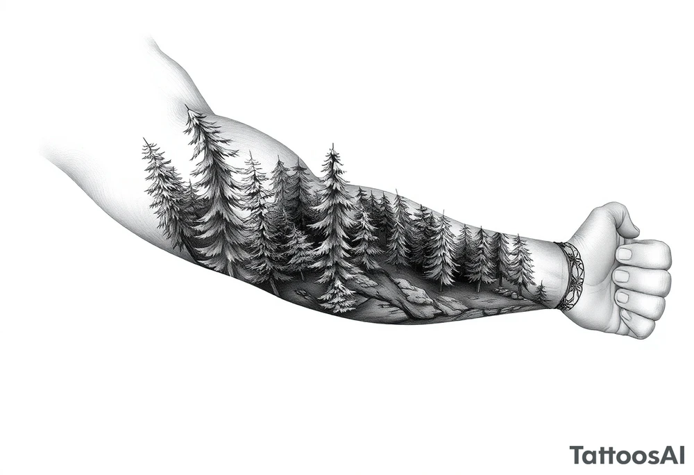 Coniferous forest forearm tattoo sleeve tattoo idea