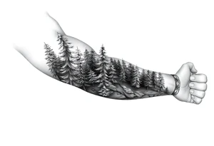 Coniferous forest forearm tattoo sleeve tattoo idea