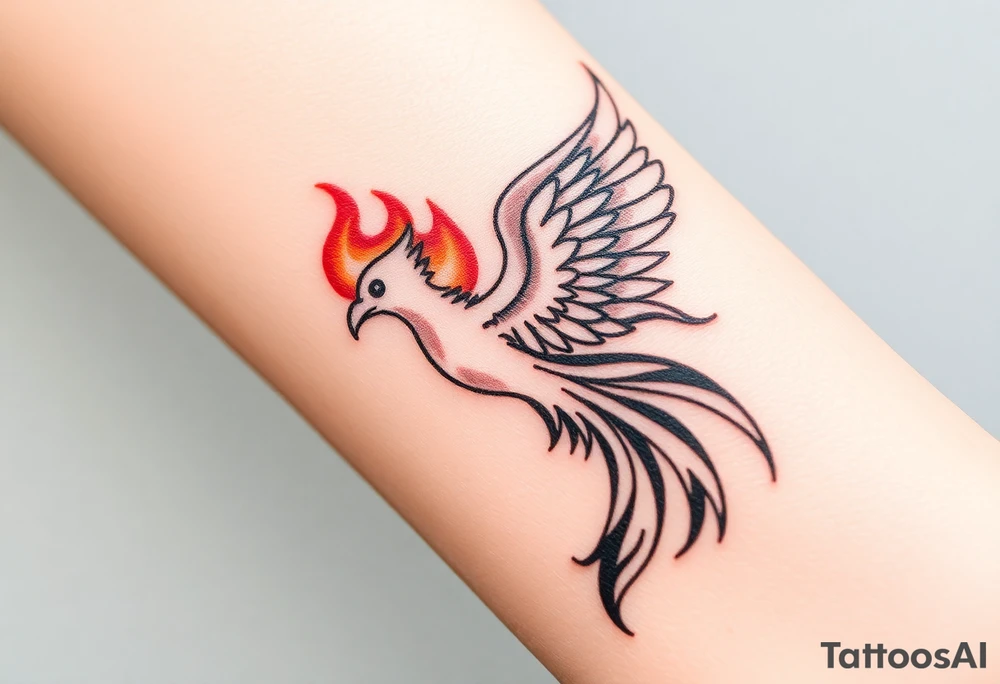 A flame morphing into a phoenix, symbolizing rebirth, courage, and the Dauntless way of life tattoo idea