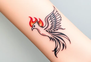 A flame morphing into a phoenix, symbolizing rebirth, courage, and the Dauntless way of life tattoo idea