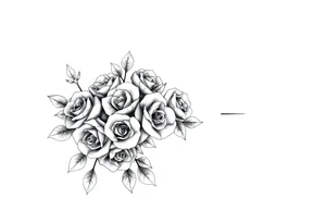 Small Roses with NO LEAVES fully filling up the inside of an lateral elongated diamond shape tattoo idea