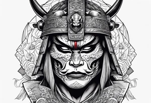 Japanese Warrior with skull mask tattoo idea