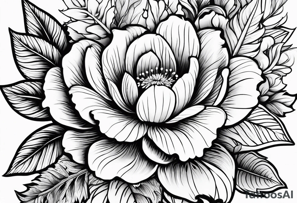 flowers and leaves tattoo idea