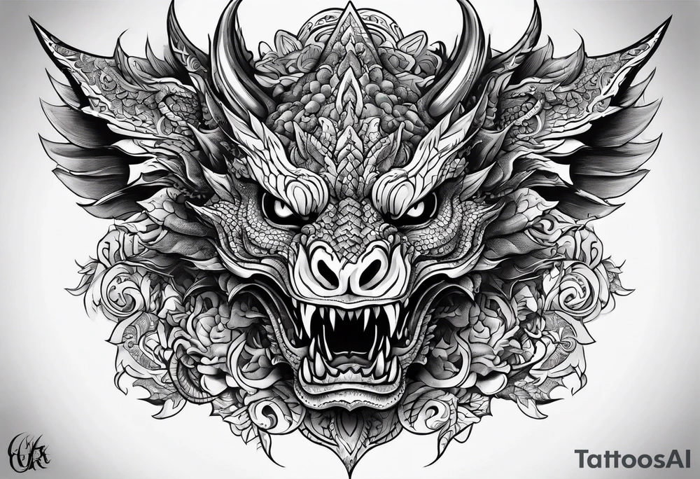 Dragon from mexican skull full body tattoo idea