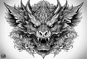 Dragon from mexican skull full body tattoo idea