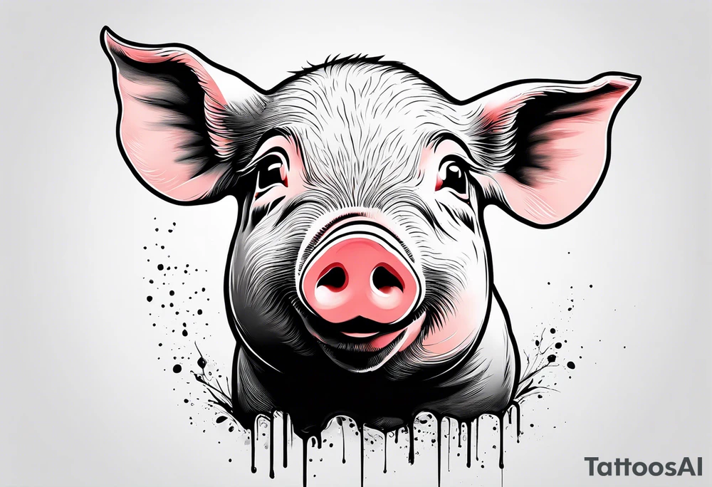 minimalist tattoo of a cute pig or piglet that contains text: "friends. not food" tattoo idea