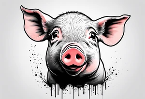 minimalist tattoo of a cute pig or piglet that contains text: "friends. not food" tattoo idea