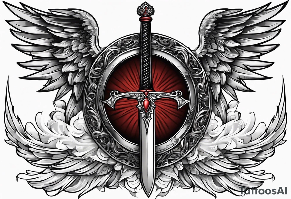 Sword with angel wings as the hilt tattoo idea