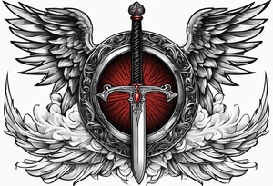 Sword with angel wings as the hilt tattoo idea