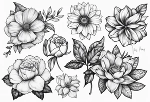 December october and march birth flower sleeve tattoo idea