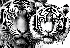 tiger with a full body not just its head with its body twisting clouds around tattoo idea