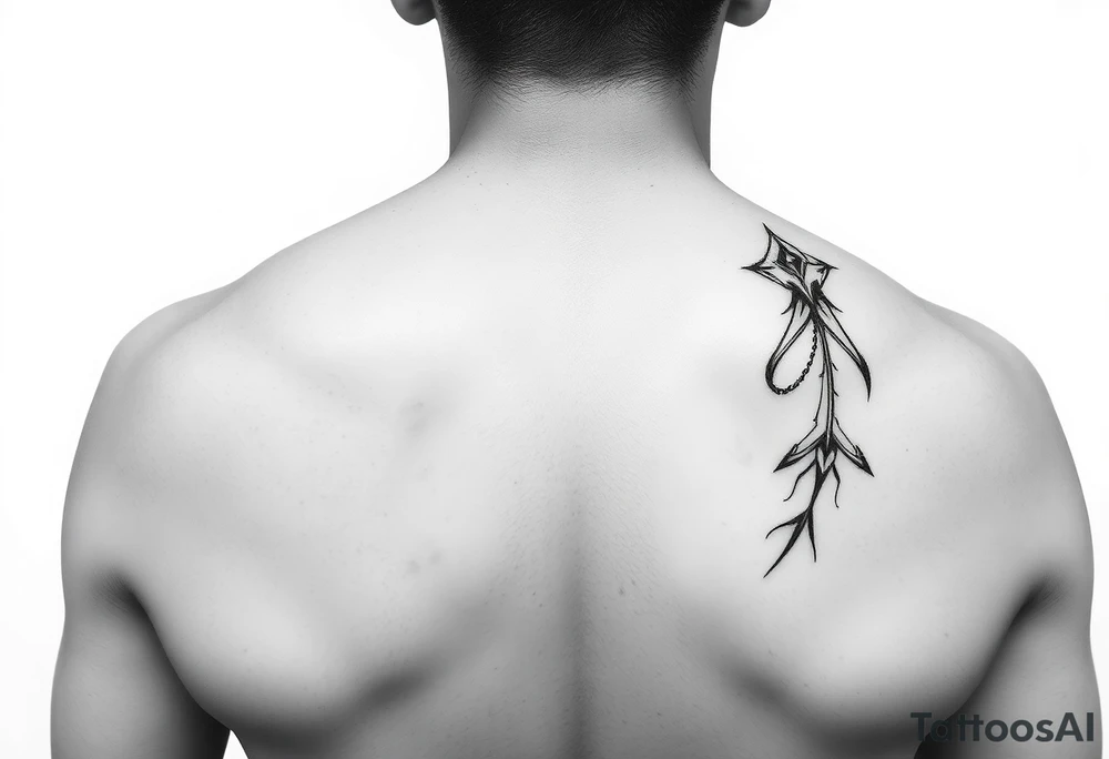 soft minimalist line wrapped around shoulder and down back tattoo idea