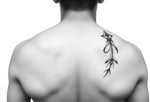 soft minimalist line wrapped around shoulder and down back tattoo idea