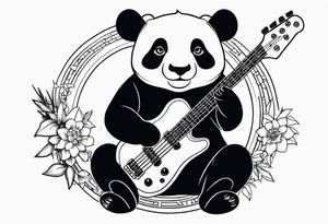 A panda playing the bass guitar tattoo idea
