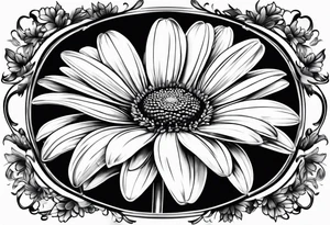 Daisy with minimal pedals from top view tattoo idea