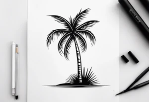 fineline tattoo of a tall palm tree tattoo idea