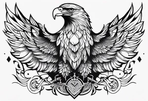 Narrow realistic black and white eagle chest tattoo tattoo idea