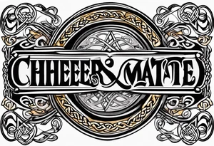 "Cheers Mate" text, armband +Celtic +grey Cancer Ribbon +tribal +artistic tattoo idea