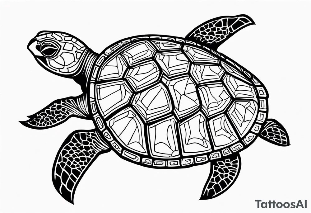 tropical psychedelic turtle's back, top down view, as seen from above tattoo idea