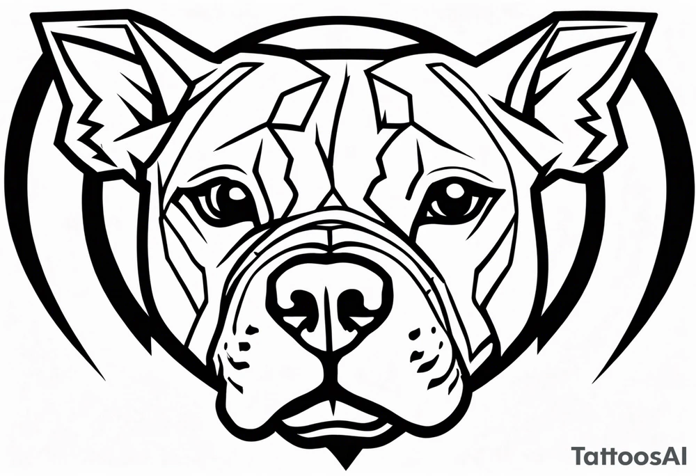 Angry ame4ican pitbull terier, lightning bolts tattoo idea