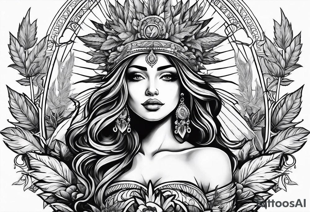 Goddess of marijuana tattoo idea