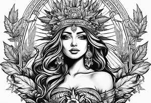 Goddess of marijuana tattoo idea