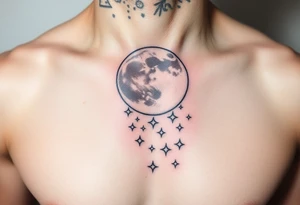 Moon and Cascade of stars tattoo idea