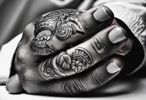 Grandfathers hand holding mine tattoo idea