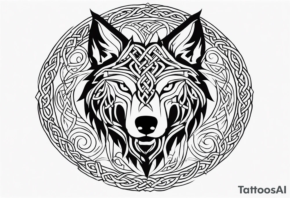 Angry celtic wolf tattoo idea
