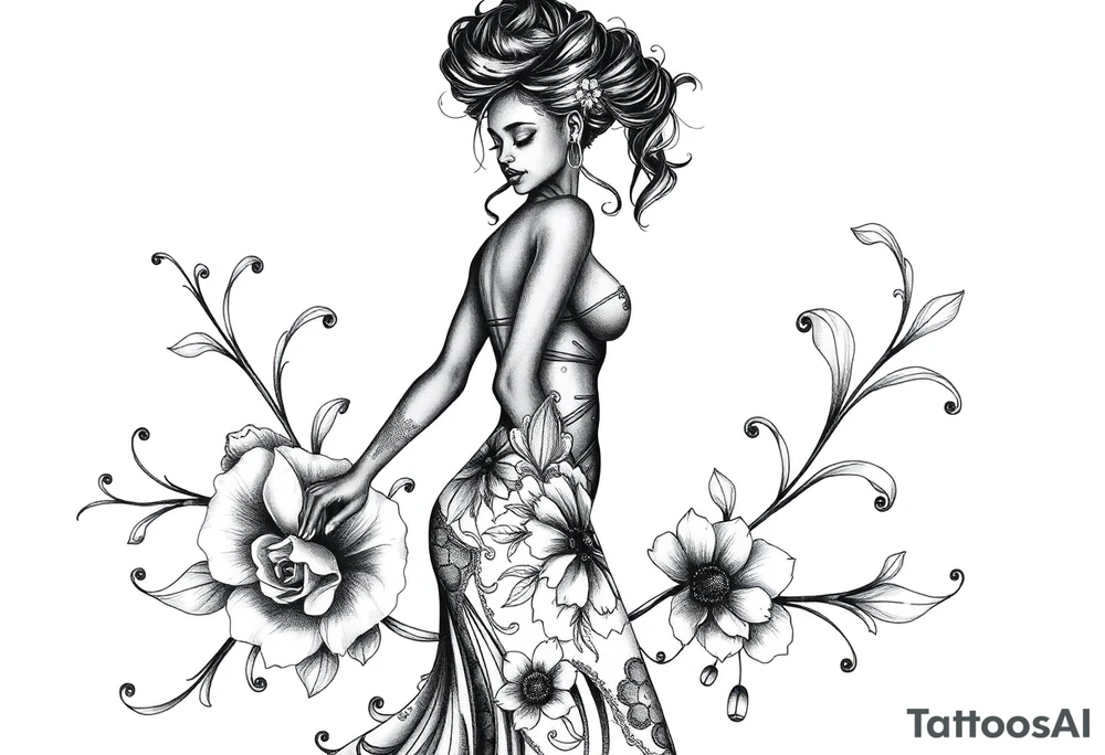 black woman stepping into a stronger, wiser version of yourself after a difficult chapter. tattoo idea