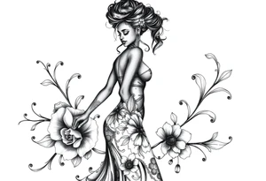 black woman stepping into a stronger, wiser version of yourself after a difficult chapter. tattoo idea