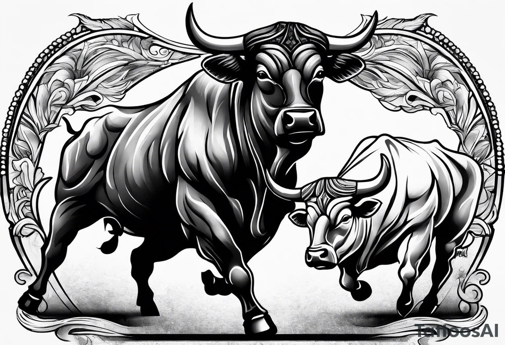 Bull vs bull fighter tattoo idea