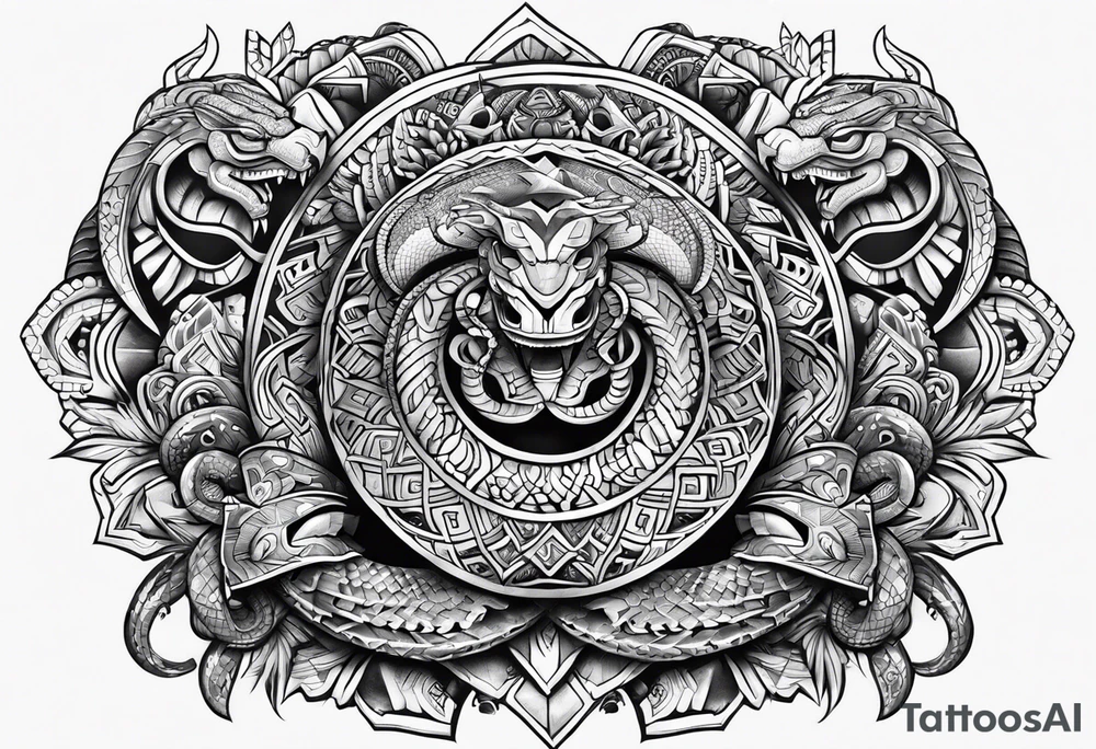 aztec snakes together tattoo idea