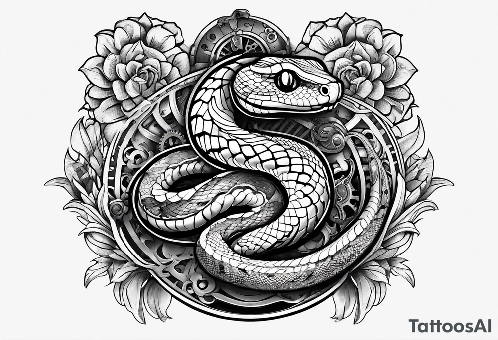 snake in steampunk tattoo idea