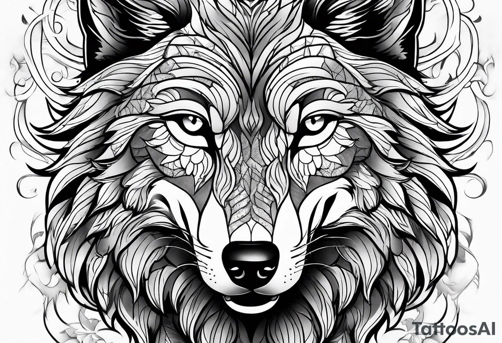 powerful majestic Wolf, close-up tattoo idea