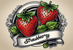 strawberry with banner tattoo idea