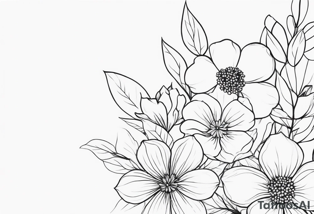 fine line, small flowers tattoo idea