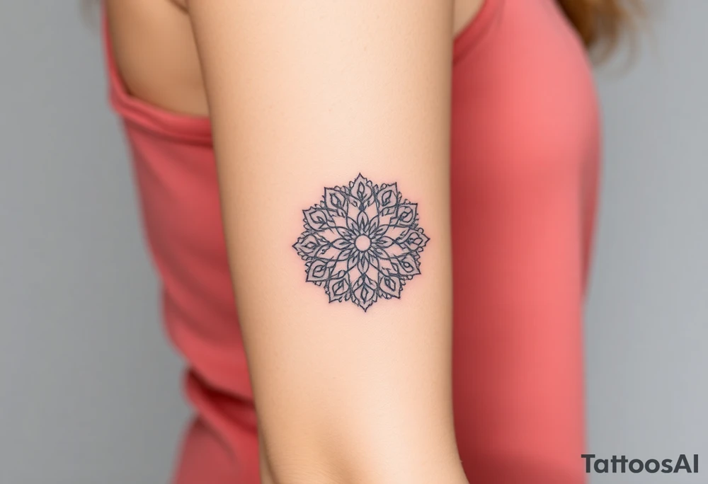 A delicate lace armband in a mandala style, incorporating intricate, circular details tattoo idea