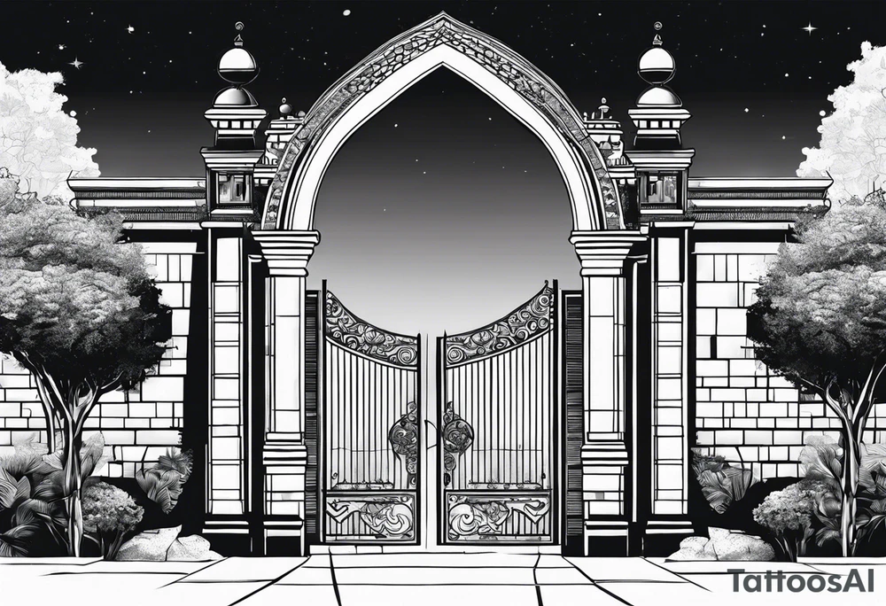 israel town gate vector tattoo idea