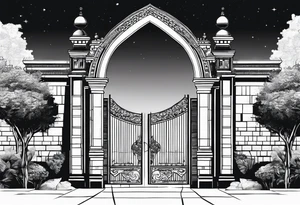 israel town gate vector tattoo idea