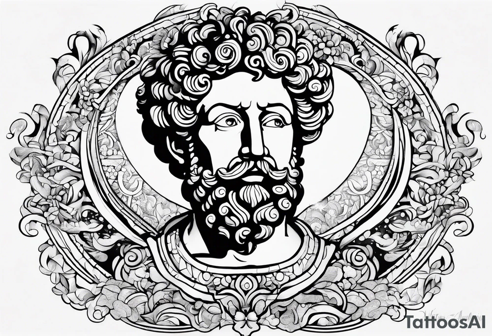 Marcus Aurelius with a heart and brain but fun and playful tattoo idea