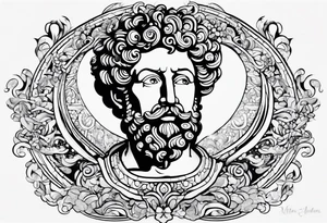 Marcus Aurelius with a heart and brain but fun and playful tattoo idea