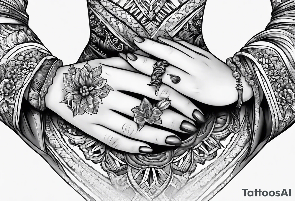 Praying woman hands in front tattoo idea