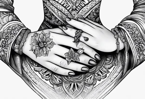 Praying woman hands in front tattoo idea